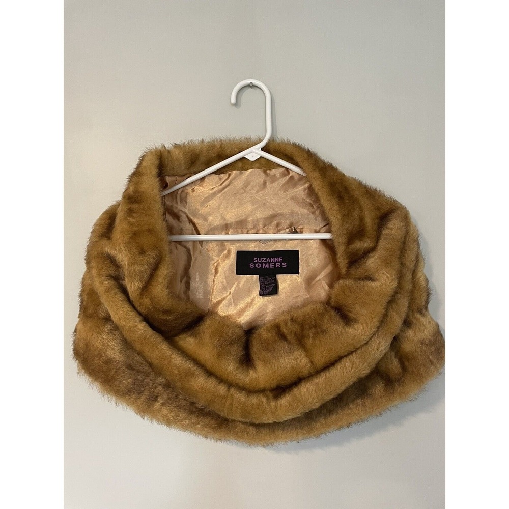 Suzanne Somers Collection Faux Mink‎ Fur Collar Scarf Women's XS Costume Glam
